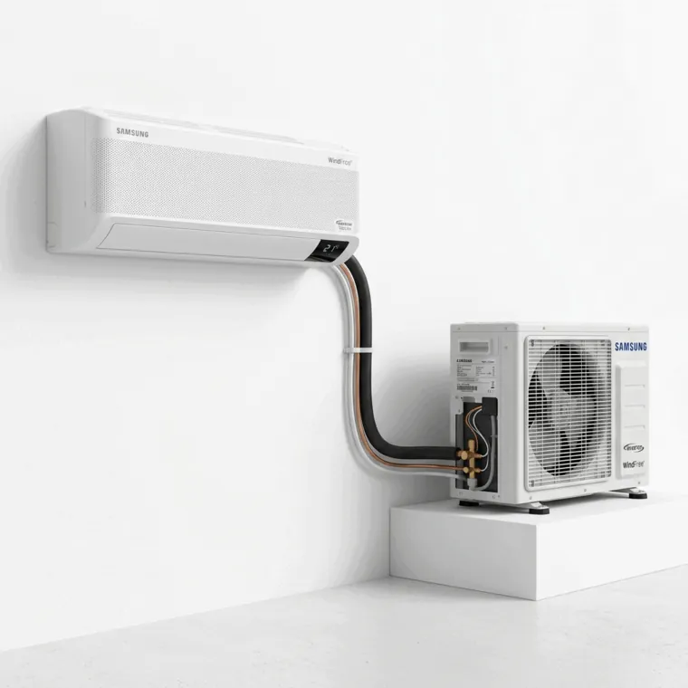 Minisplit Samsung instalado en muro
